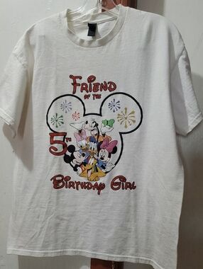 Gildan White Kids Disney 5th Birthday Friend   Birthday Girl T‑Shirt Size L/G/G